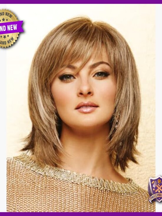 Premium Medium-Length Page Wig, Straight Smooth Hair With Bangs, Average Cap